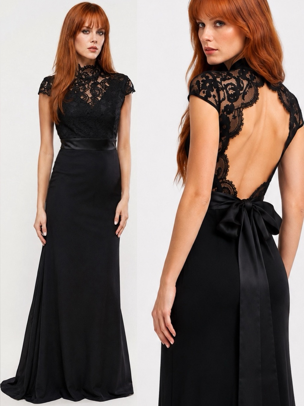 Black High Neck Lace Maxi~ Gown Size XXS - XS Practical Magic Vibe✨